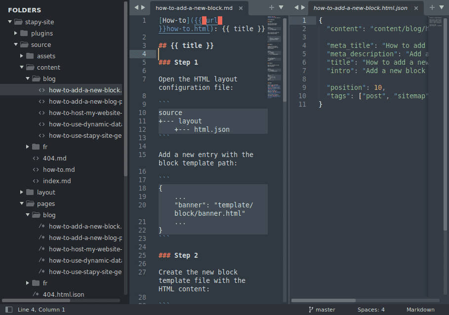 Stapy with atom text editor